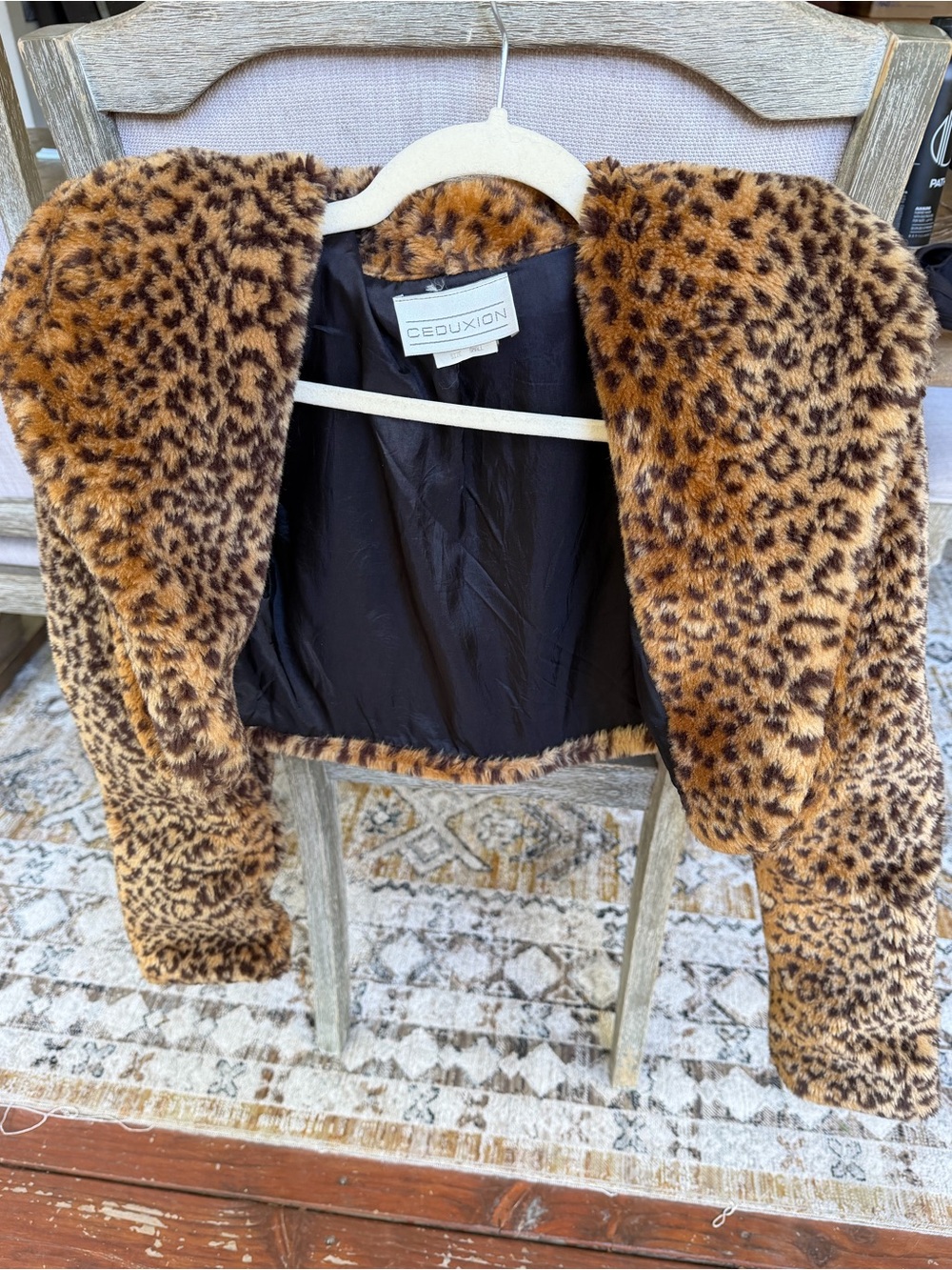 Vintage Ceduxion Leopard Faux Fur Cropped Jacket Y2K 90s